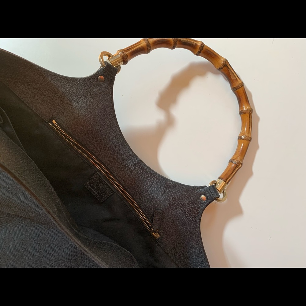 Gucci monogram canvas bag tote bamboo handles - Picture 13 of 16
